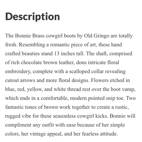 Old Gringo Women's Bonnie Brass Leather Cowboy Boots - Picture 9 of 10